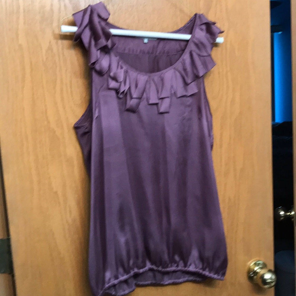 Violet and Claire Silk blouse ruffles Medium ruffle top purple sleeveless cami